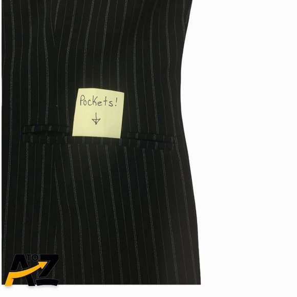 Women's Amanda Smith Black Pinstripe Suit Jacket & Pants Size 12P - Picture 4 of 16